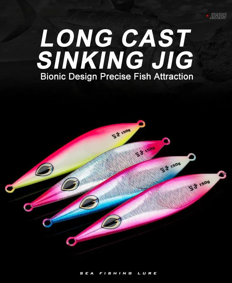 Angled view of all color variants of the jig arranged for long-casting sinking effectiveness