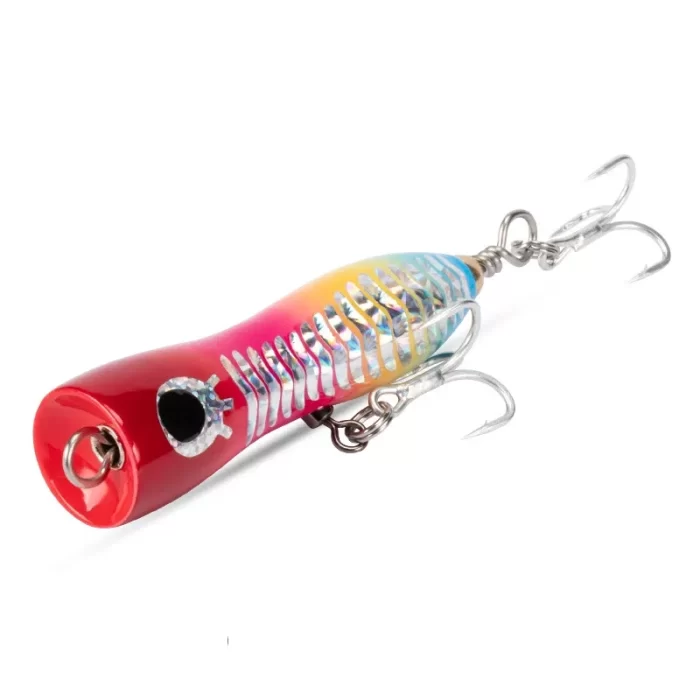 Triple Hook Reflective Wooden Popper Fishing Lure for Saltwater with High Visibility Design - Image 5